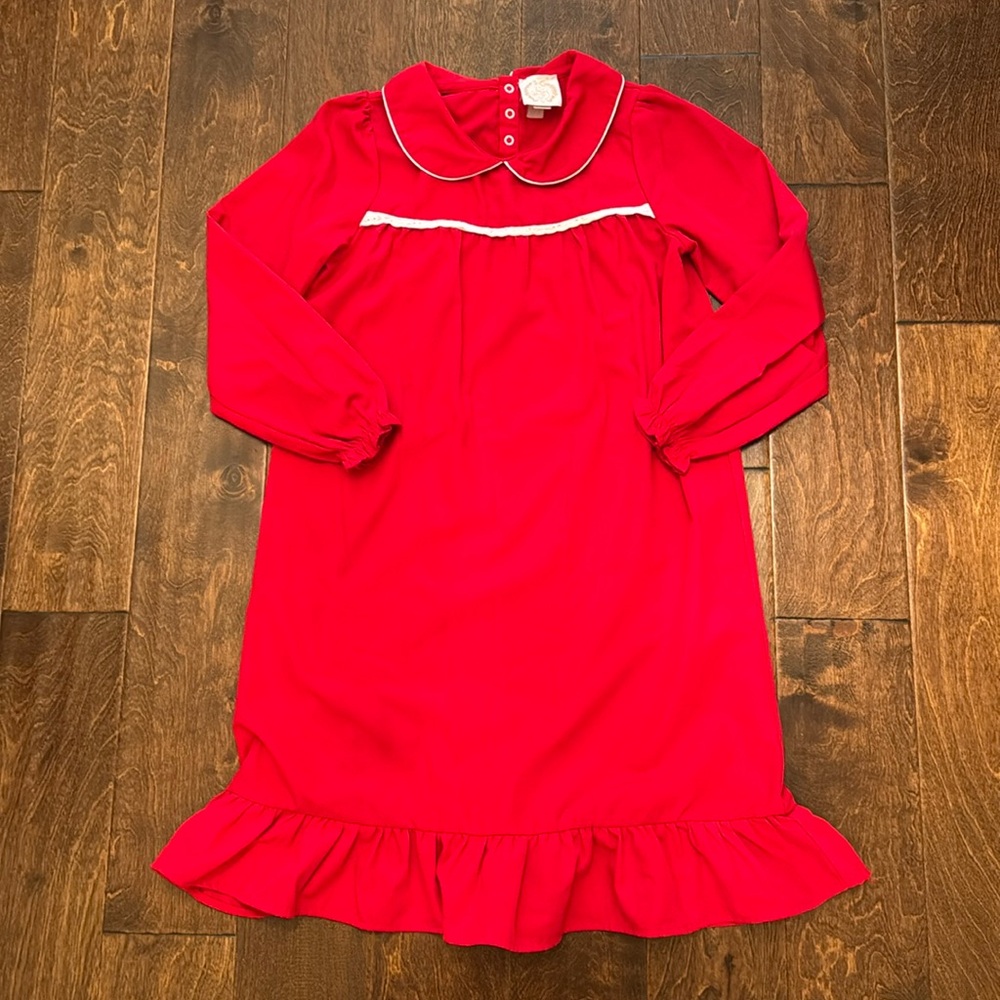 TBBC Goldie Locks Gown - Richmond Red with Worth Avenue White Eyelet - 12